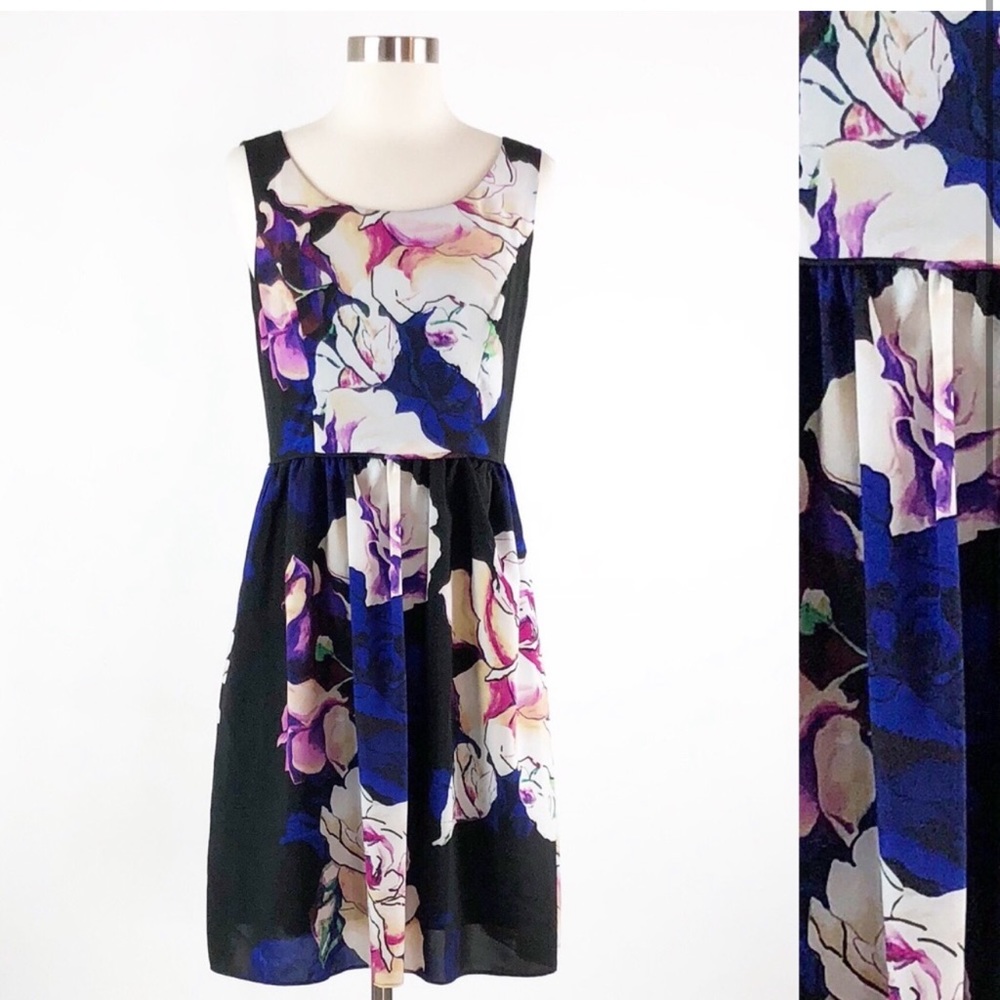 Adrianna Papell Floral Chiffon Dress - like new